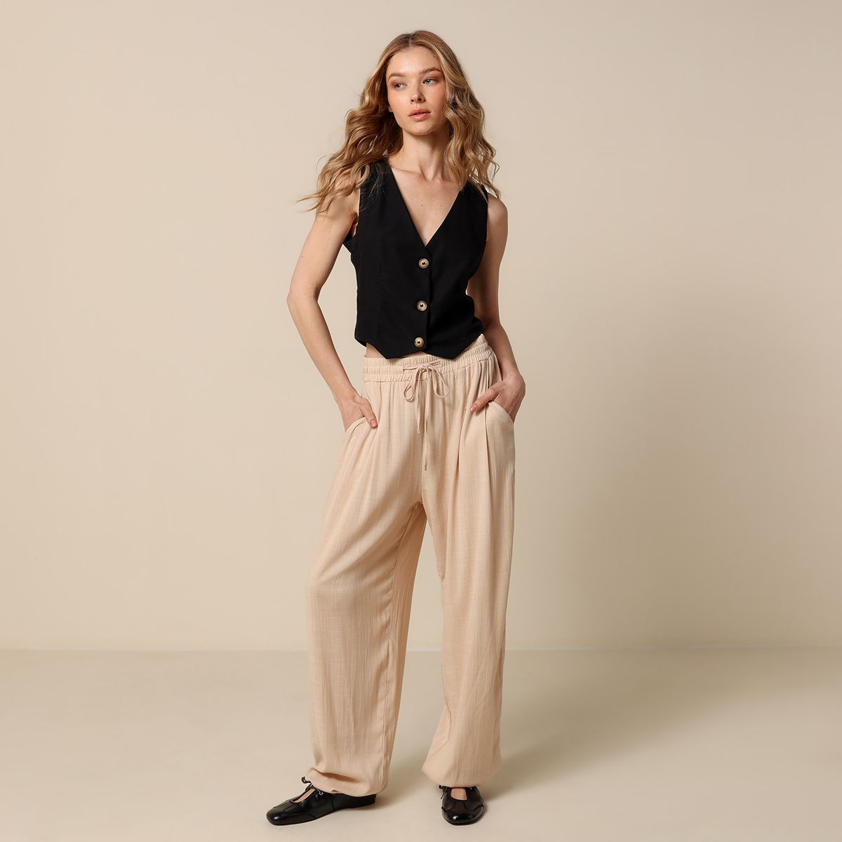 UNIVERSITY CLUB - Pantalón Oversize Mujer Tiro medio University club