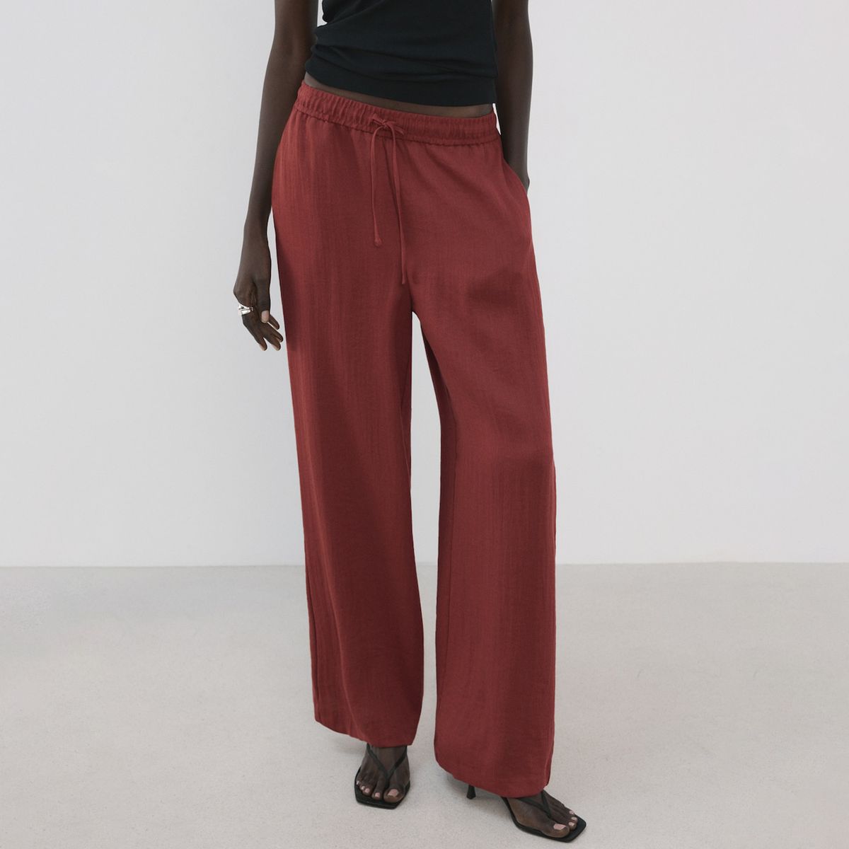 MANGO - Pantalón Palazzo Mujer Tiro alto Mango