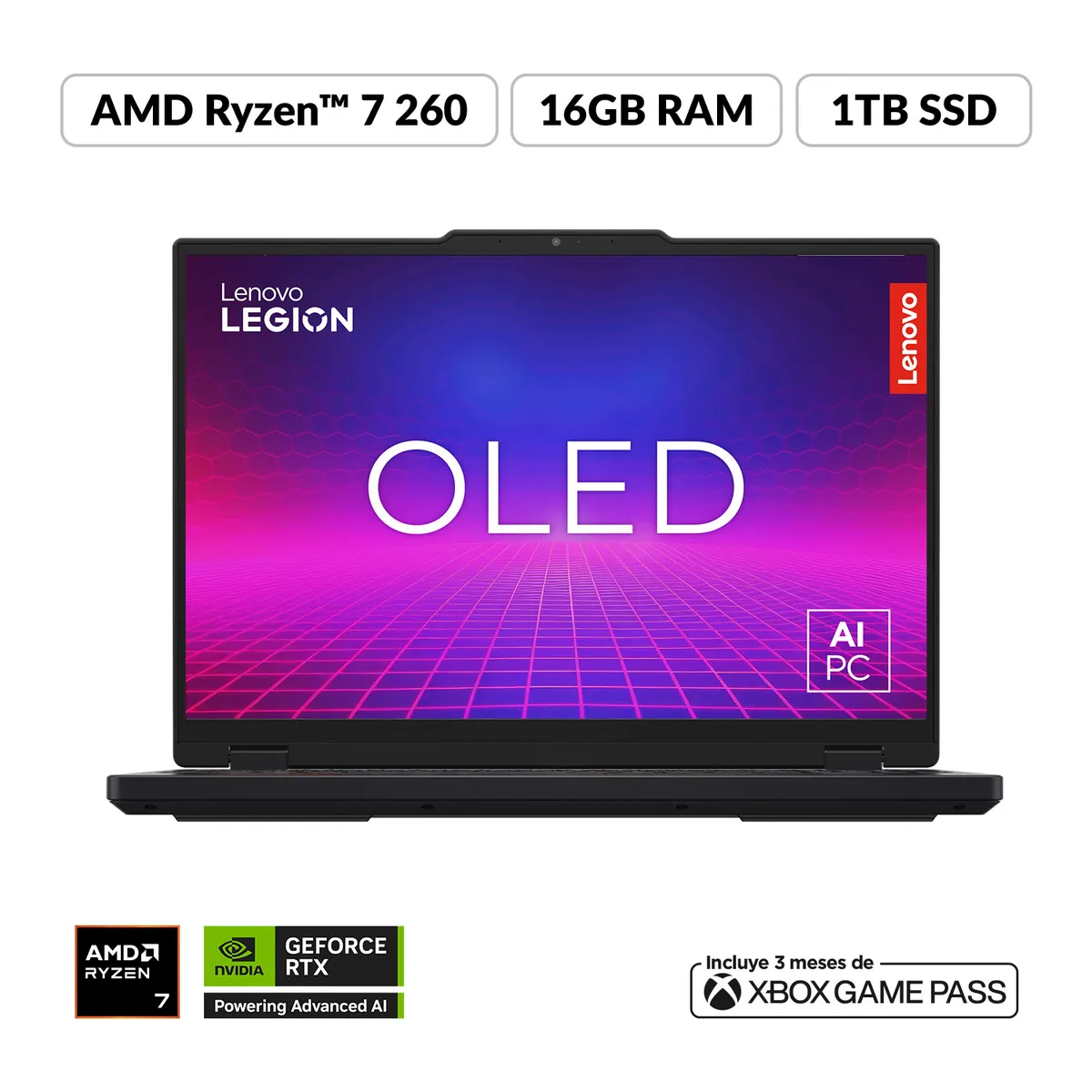 Lenovo - Portátil Gamer Lenovo Legion 5| Geforce RTX 5060 |AMD Ryzen 7 | 16GB de RAM | 1TB SSD de Almacenamiento | Windows 11 | Pantalla 15.1 pulgadas | Legion 5 | Computador Portátil