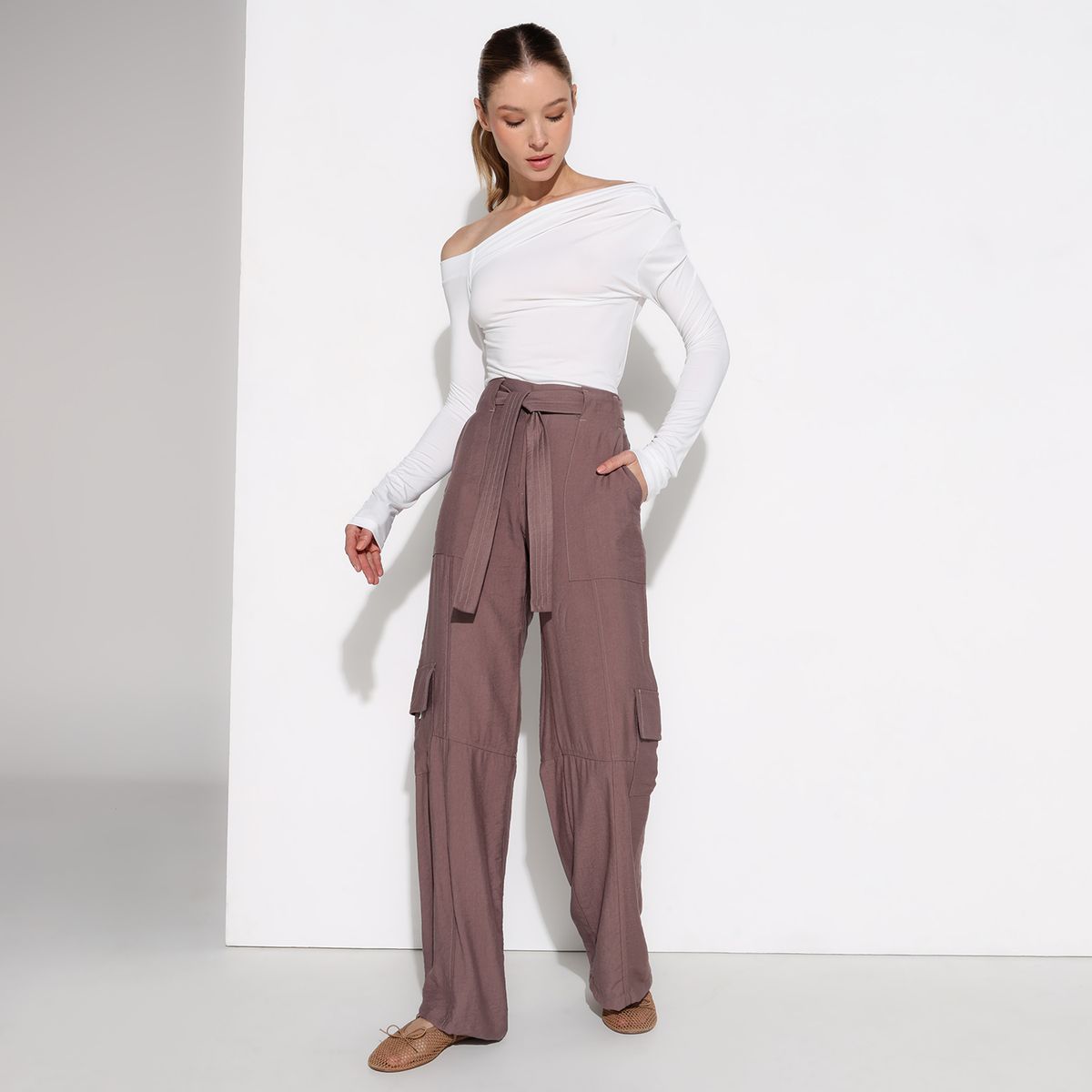 BASEMENT - Pantalón Cargo Mujer Tiro medio Basement