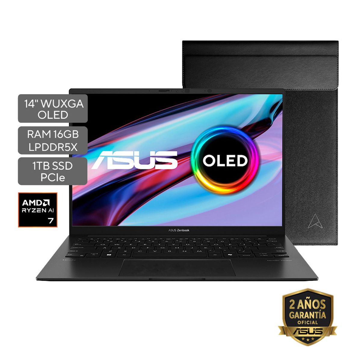 ASUS - Portátil ASUS Zenbook 14 |AMD Ryzen AI 7 | LPDDR5X 16GB|  1TB SSD de almacenamiento | Windows 11 Home|14 Pulgadas |UM3406GA-QL078W |  Computador portátil