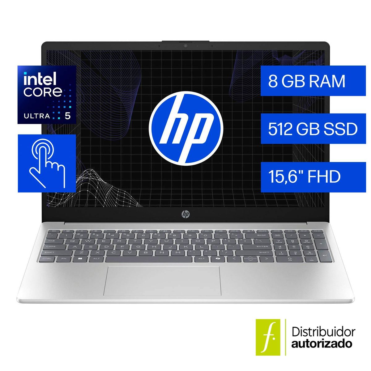 HP - Portátil HP AI 15-Fd2351La Intel Core Ultra 5 225U 12Cores/8Gb/ 512Gb Ssd/Fhd 15.6"/Touch Plateado Natural Win11 1.65Kg