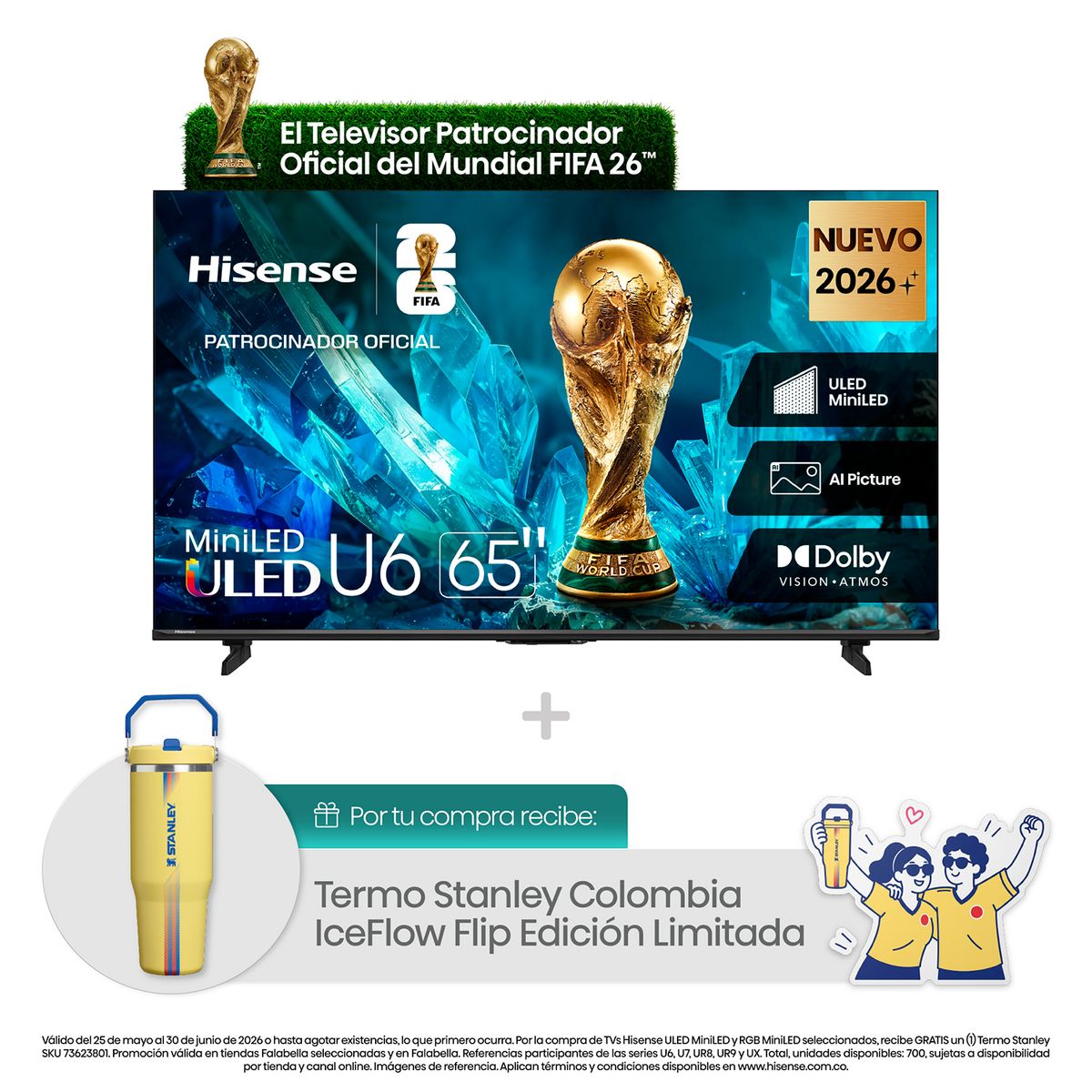 HISENSE - Televisor Hisense | 65 Pulgadas | Hi-QLED MiniLED MiniLED Dolby Vision IQ | 65U6ESV