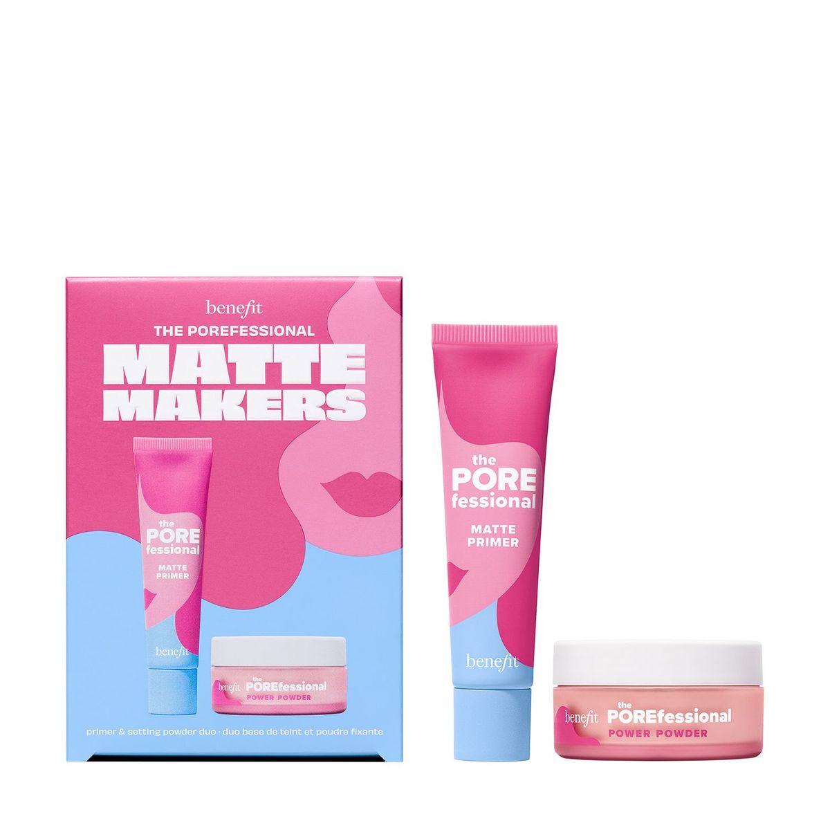 BENEFIT - Set de maquillaje rostro Benefit Incluye: Polvo suelto matificante + primer líquido matificante 