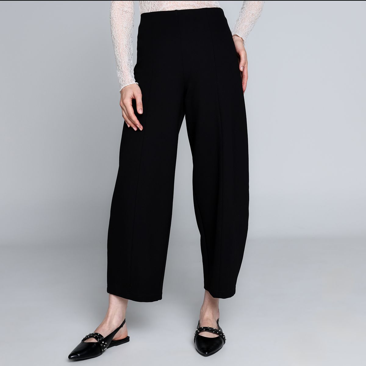 BASEMENT - Pantalón Balloon Mujer Tiro alto Rayon Basement