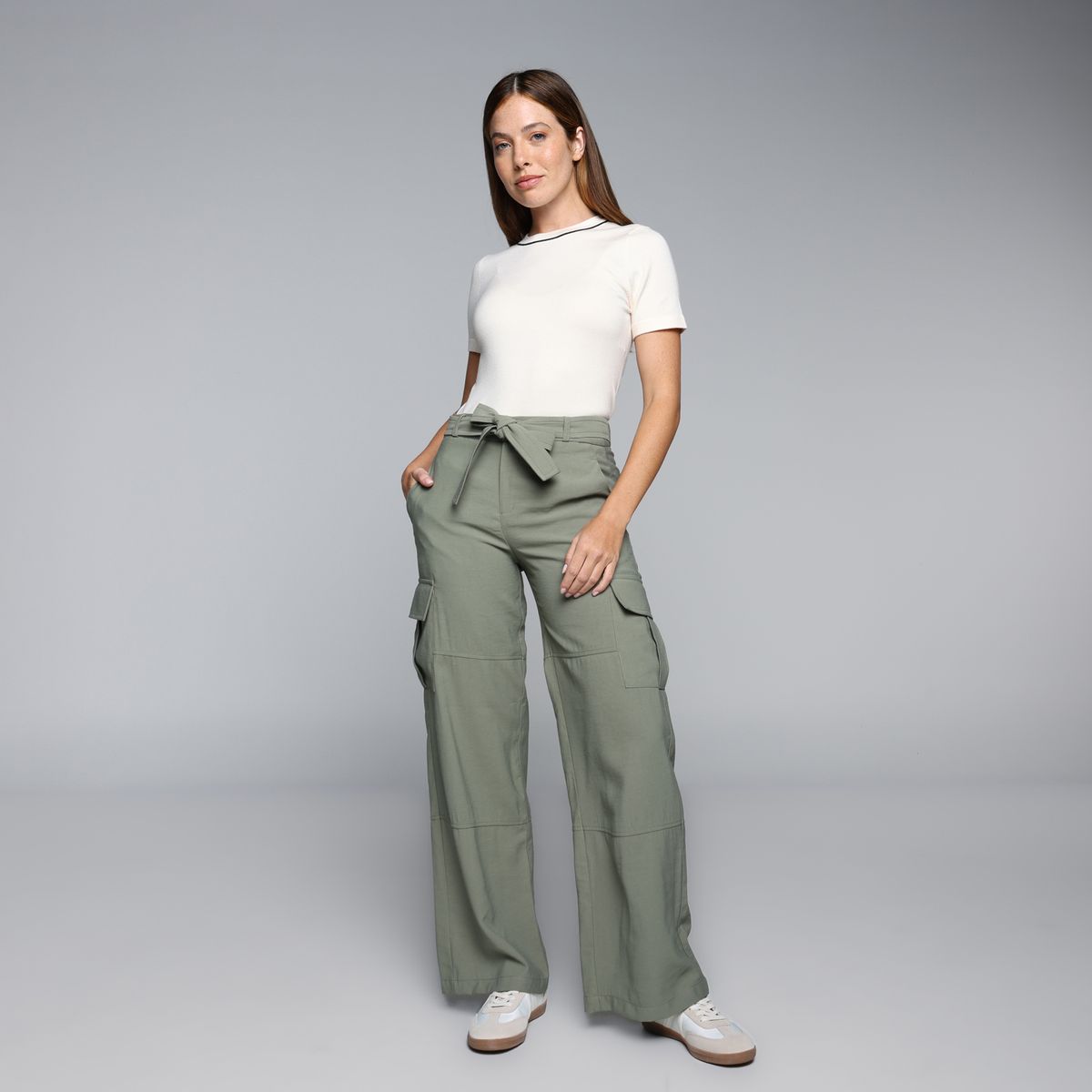 BASEMENT - Pantalón Recto Mujer Cargo Basement