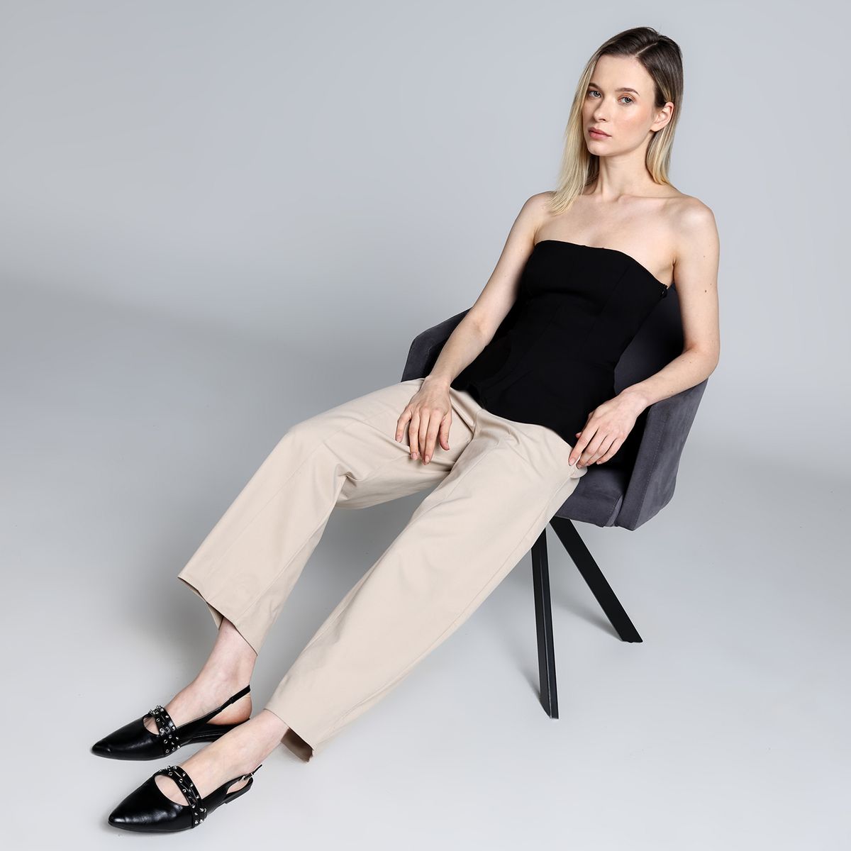 BASEMENT - Pantalón Wide leg Mujer de Algodón Basement