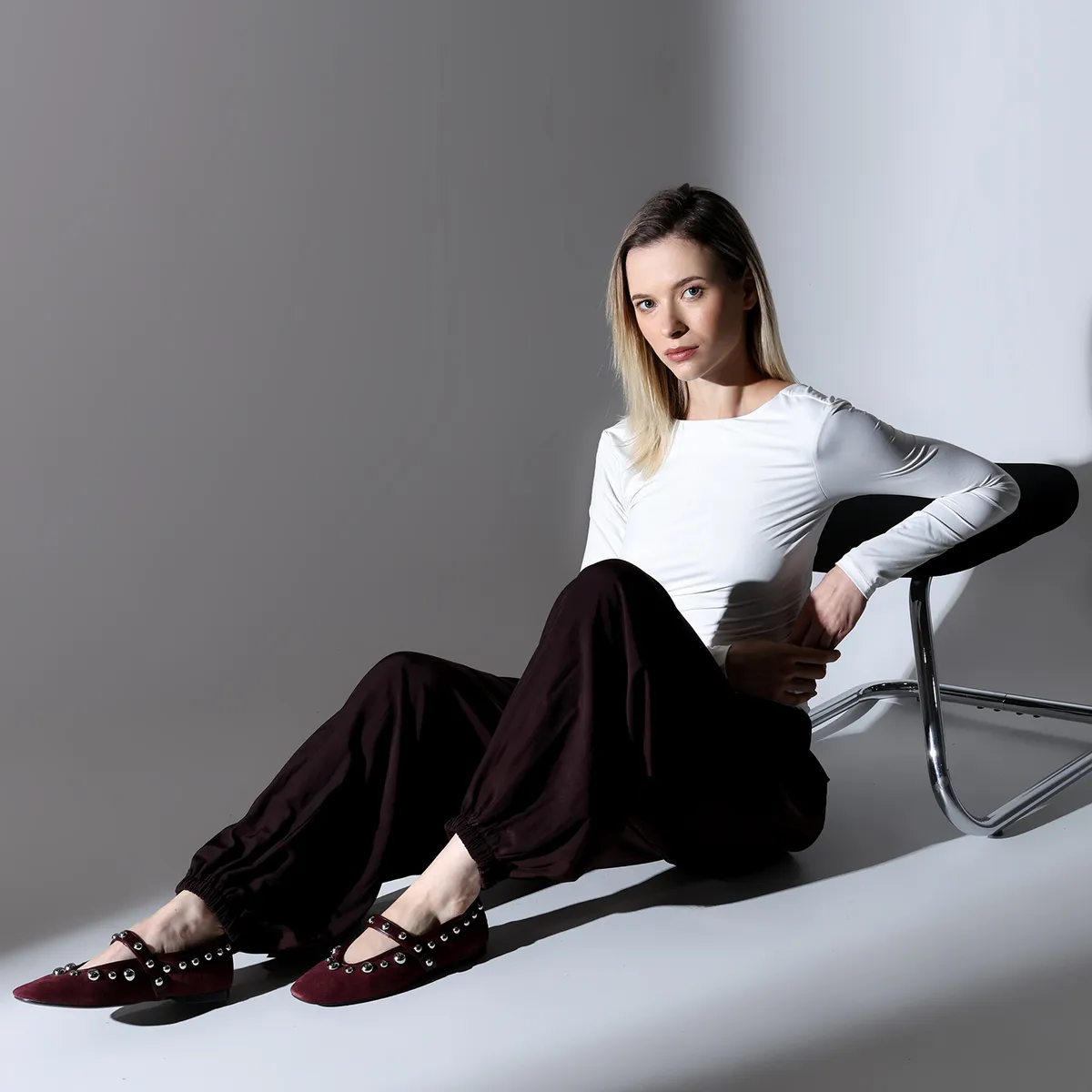 BASEMENT - Pantalón Balloon Mujer Tiro alto Rayon Basement