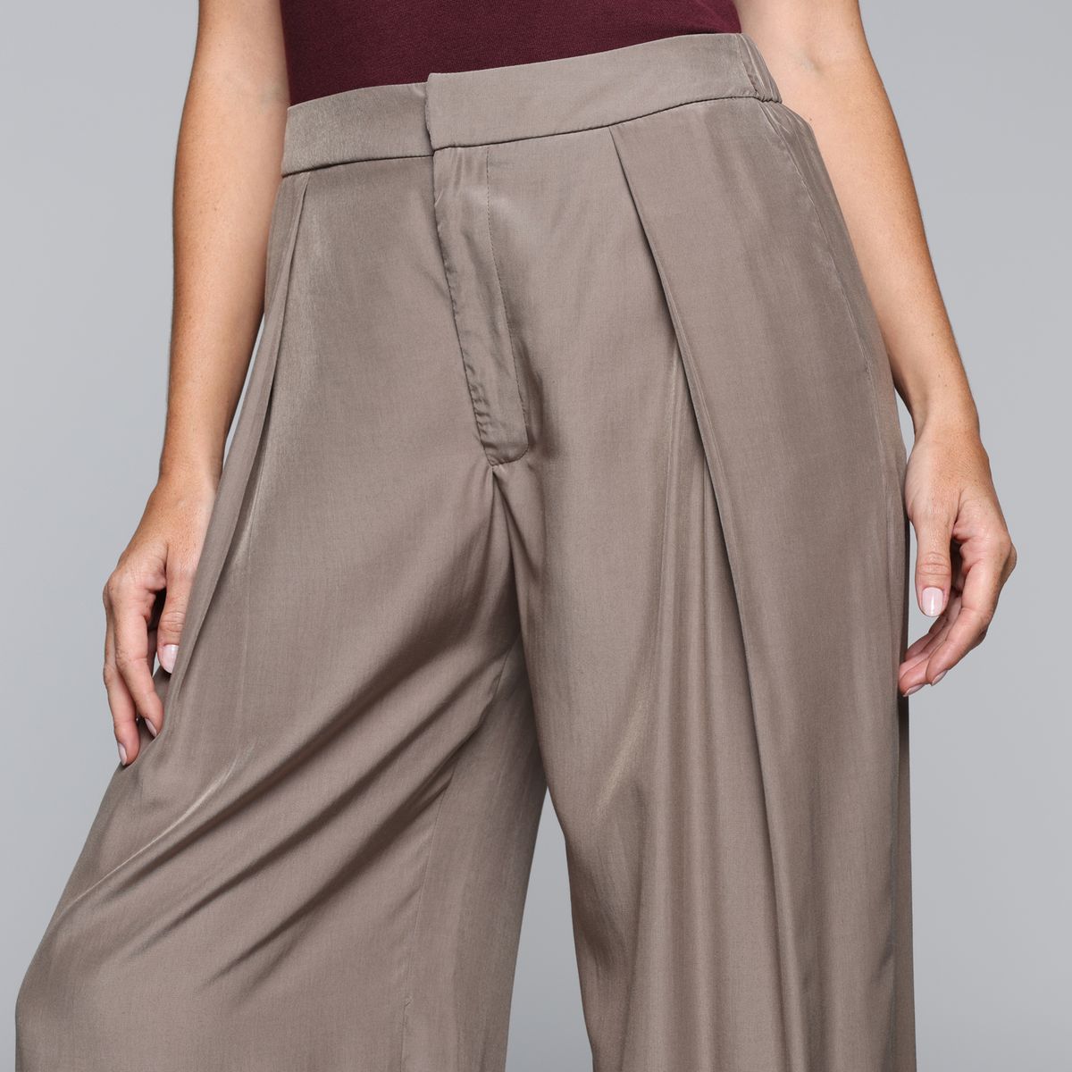 BASEMENT - Pantalón Balloon Mujer Tiro alto Rayon Basement