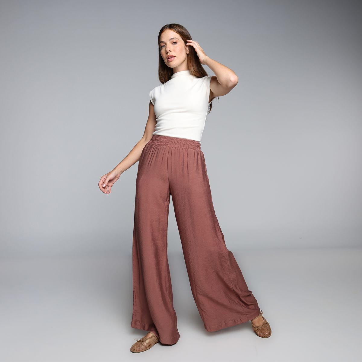 BASEMENT - Pantalón Wide leg Mujer Basement