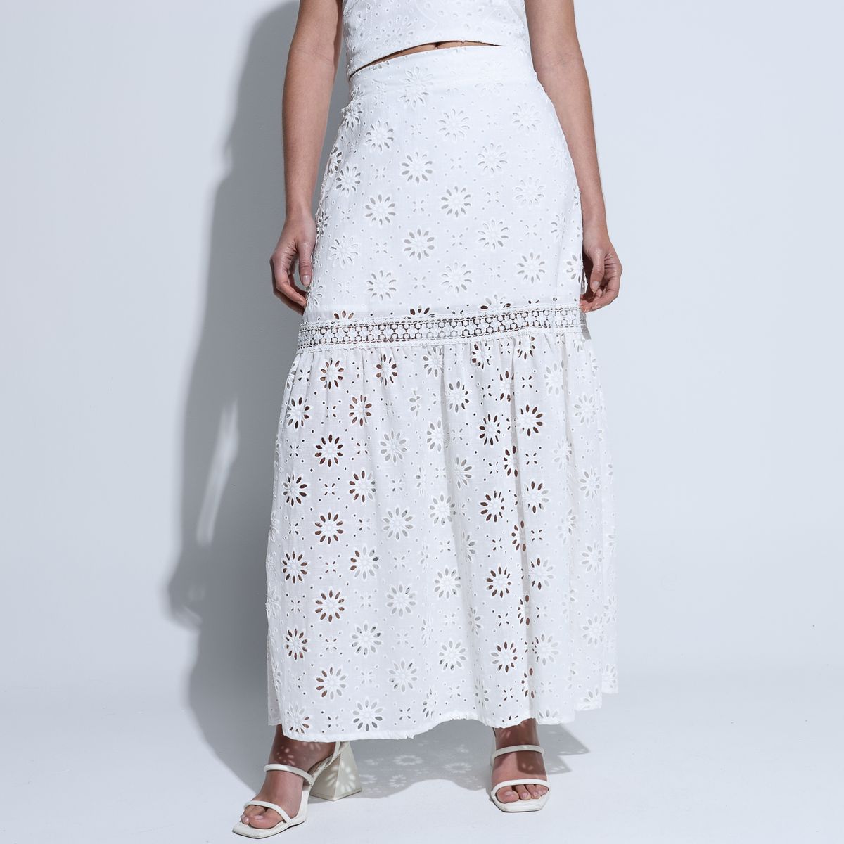 MOSSIMO - Falda Maxi Mujer Ojalillo De Algodón Mossimo