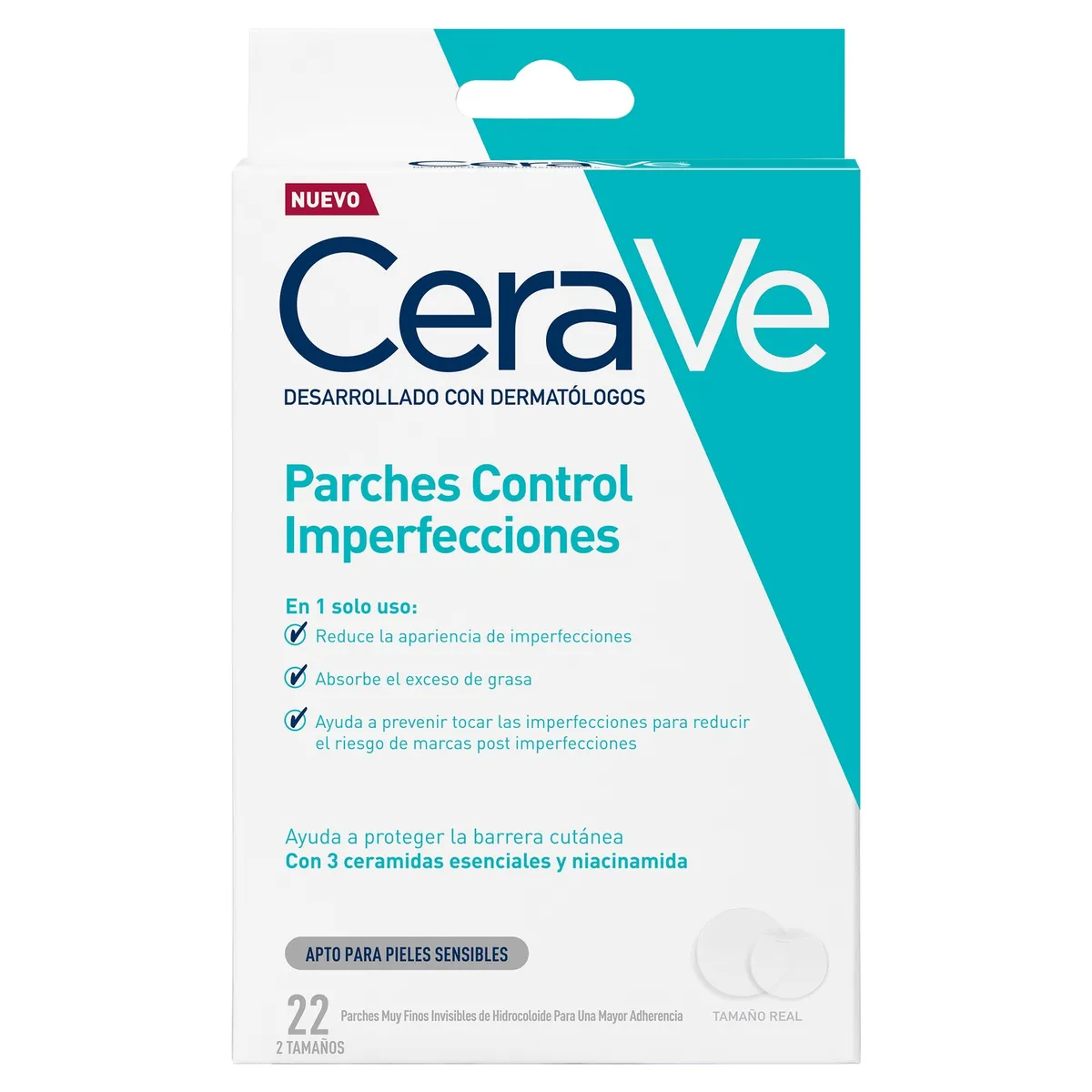 CERAVE - Tratamiento de acné Anti-Imperfecciones Parches CeraVe para Piel Grasa 22 Unidades