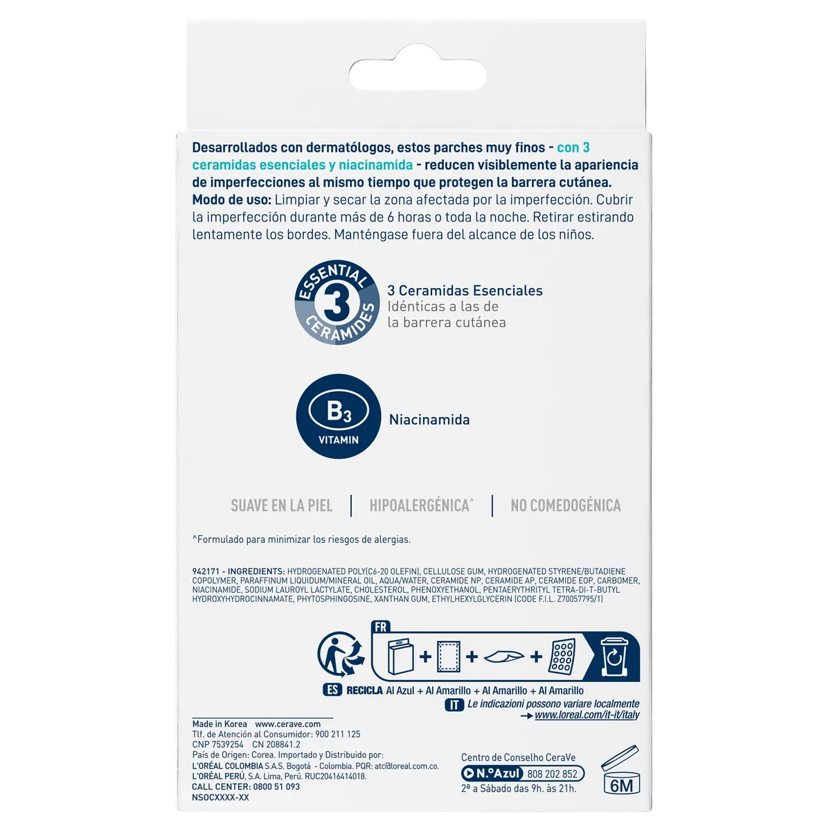 CERAVE - Tratamiento de acné Anti-Imperfecciones Parches CeraVe para Piel Grasa 22 Unidades