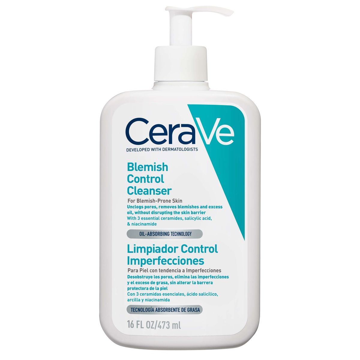 CERAVE - Tratamiento de acné Anti-Imperfecciones Limpiador CeraVe para Piel Grasa 473 ml