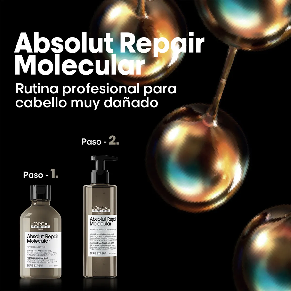 LOREAL PROFESSIONNEL - Shampoo L'Oréal Professionnel Pack Madres Absolut repair molecular Shampoo + Tratamiendo molecular reparador Loreal professionnel