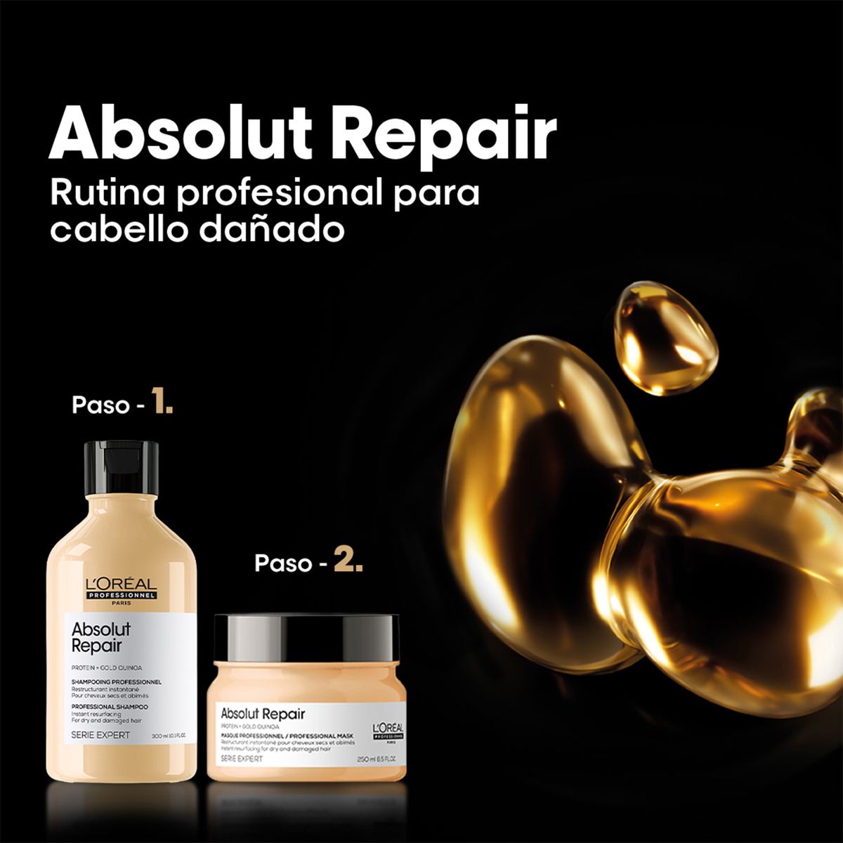 LOREAL PROFESSIONNEL - Shampoo L'Oréal Professionnel Pack Madres Absolut repair Shampoo + Mascarilla reparacion cabello dañado 