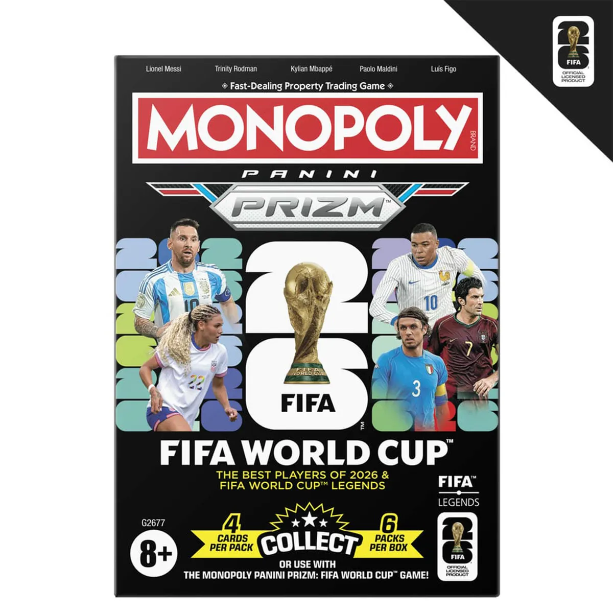 MONOPOLY - Juego de Mesa Monopoly Panini Prizm: Copa mundial de la FIFA Caja de cartas coleccionables