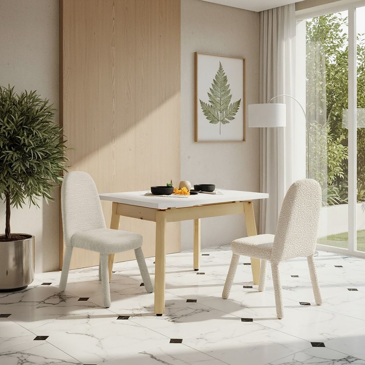 MICA - Silla de Comedor Marbella 51x58x87 Tela Beige