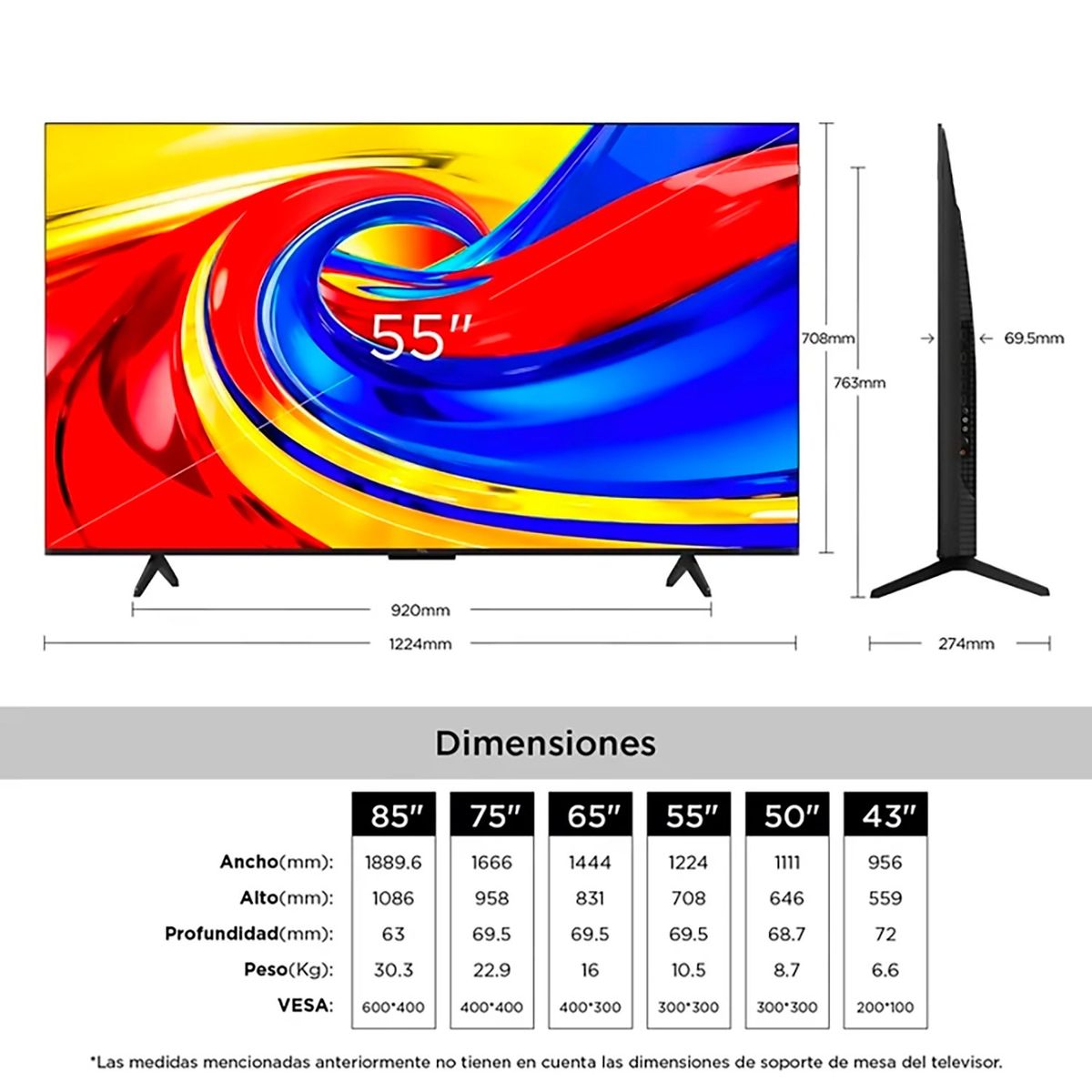 TCL - Televisor TCL | 55 pulgadas |4K UHD QLED |55P7L | Google TV