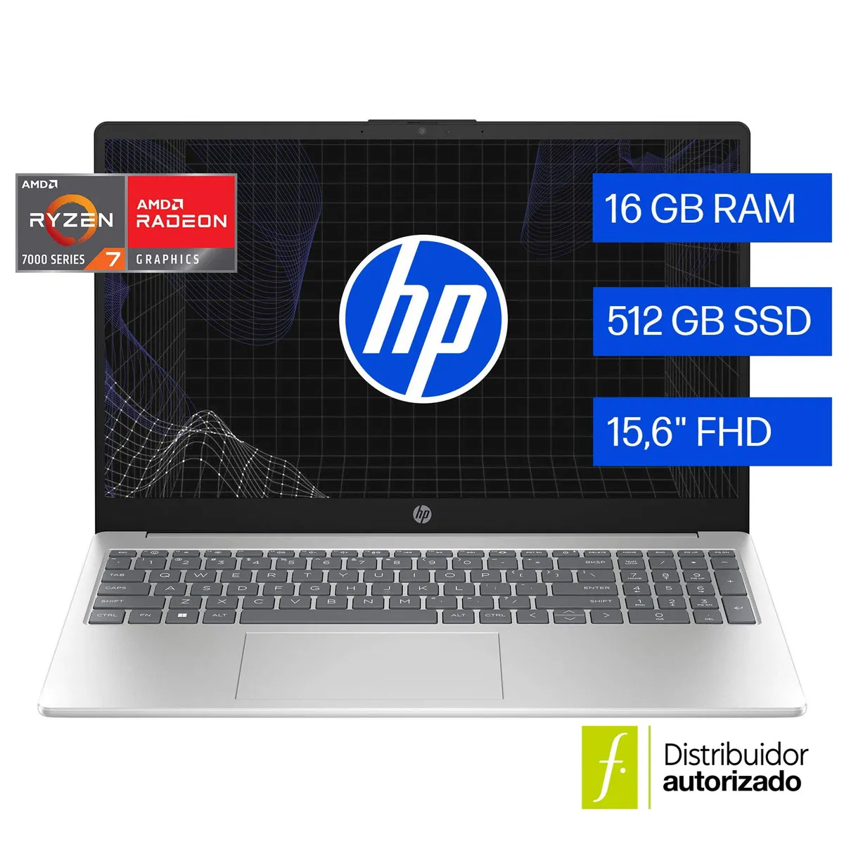 HP - Portátil Hp 15-Fc0372 La Amd Ryzen7 7730U 8Cores I 16Gb I 512Gb Ssd/Fhd 15.6 I Plateado Natural Win 11 1.59 Kg