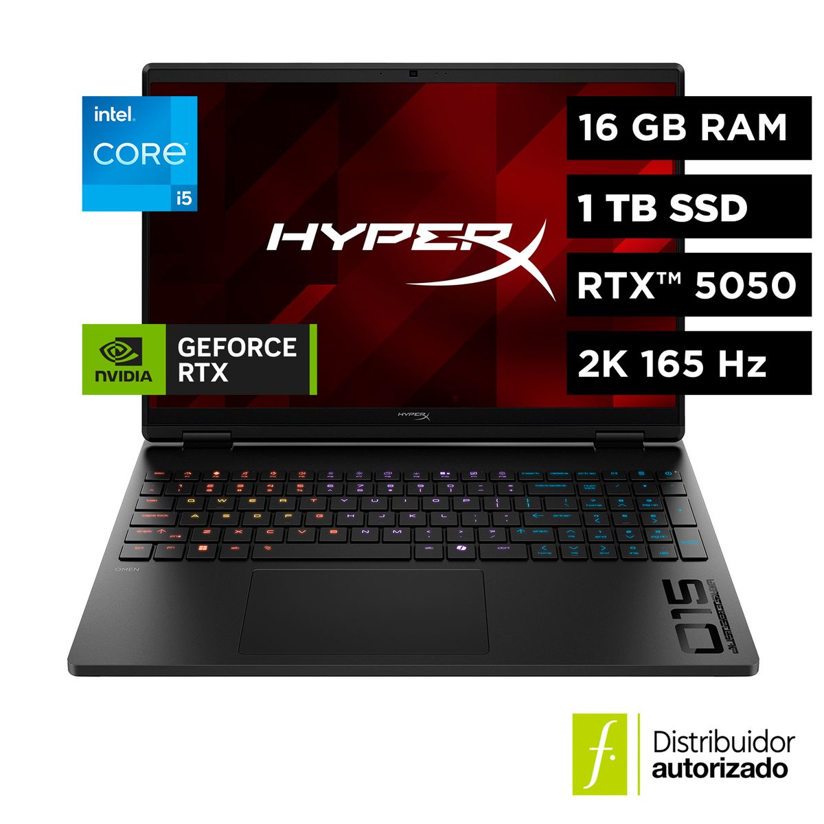HP - Portátil Hp Hyperx Omen 15-Ga0000La Intel Core I5 I5-14450Hx 10Cores/16Gb/ 1TB Ssd/Rtx5050/165Hz/2K 15.3/ Negro Sombra Win11 2.21Kg