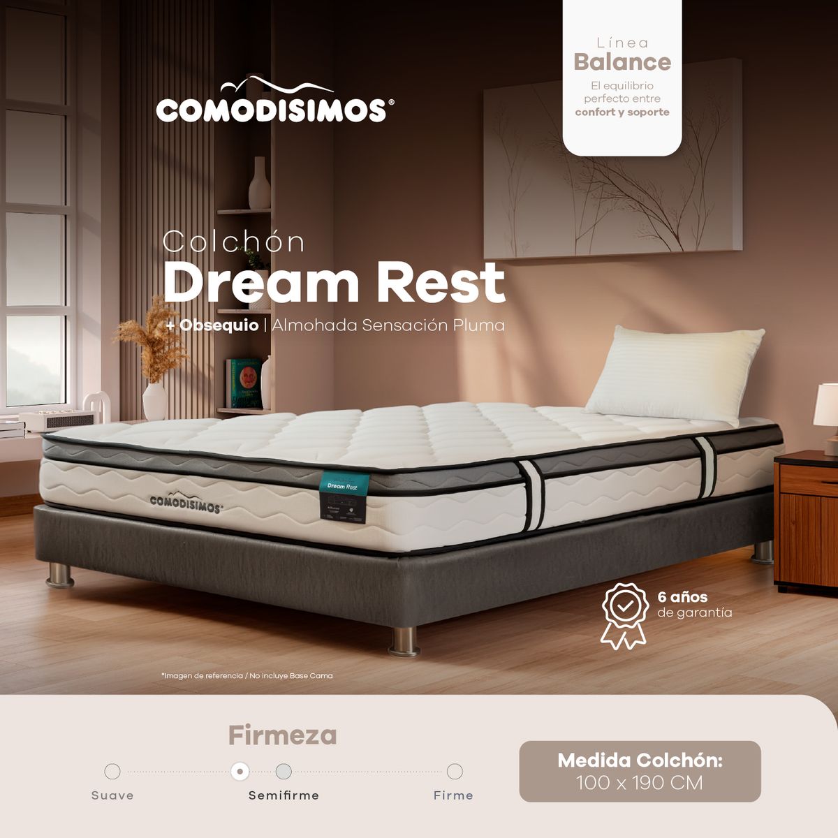 COMODISIMOS - Colchón Dream Rest Suave 100 x 190 + almohada sensación pluma Comodisimos