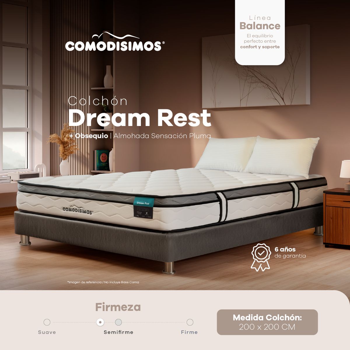 COMODISIMOS - Colchón Dream Rest Suave 200 x 200 + 2 almohadas sensación pluma Comodisimos