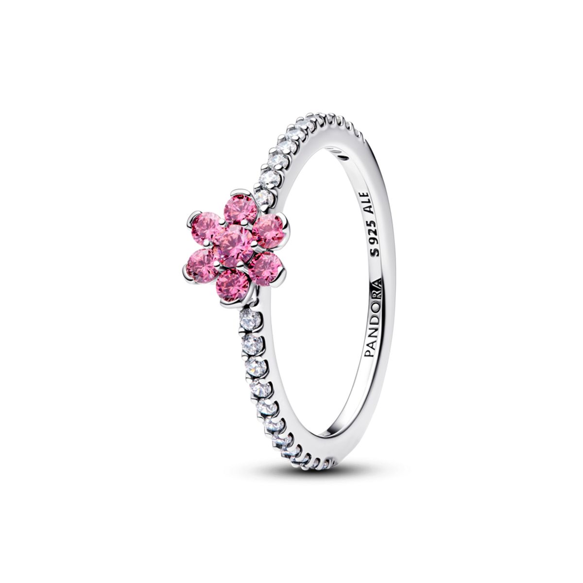 PANDORA - Anillo Margarita Rosada Reluciente Pandora Plata Esterlina