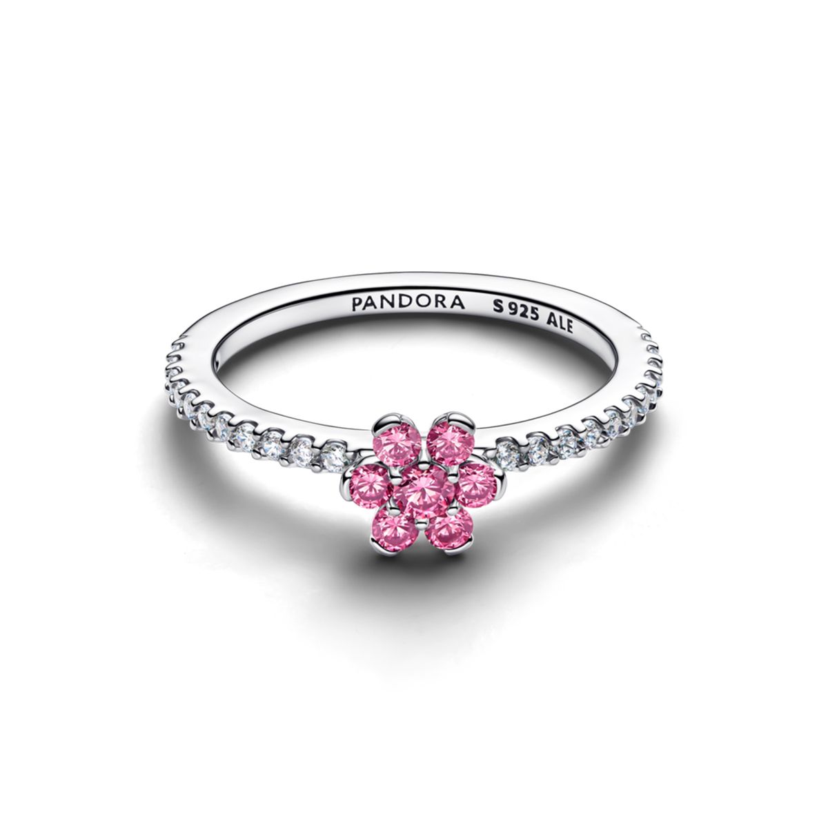 PANDORA - Anillo Margarita Rosada Reluciente Pandora Plata Esterlina