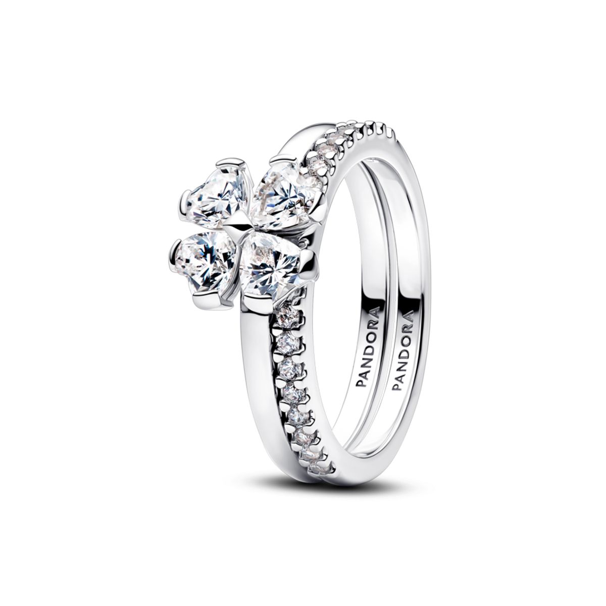 PANDORA - Anillo Divisible Trébol Brillante Pandora Plata Esterlina