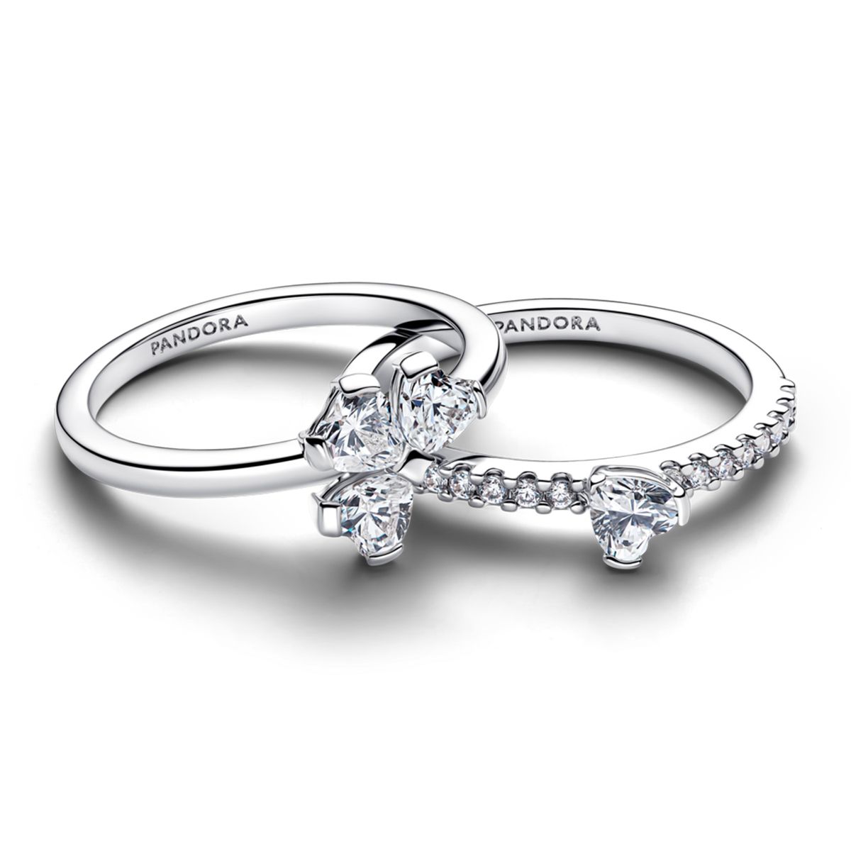 PANDORA - Anillo Divisible Trébol Brillante Pandora Plata Esterlina