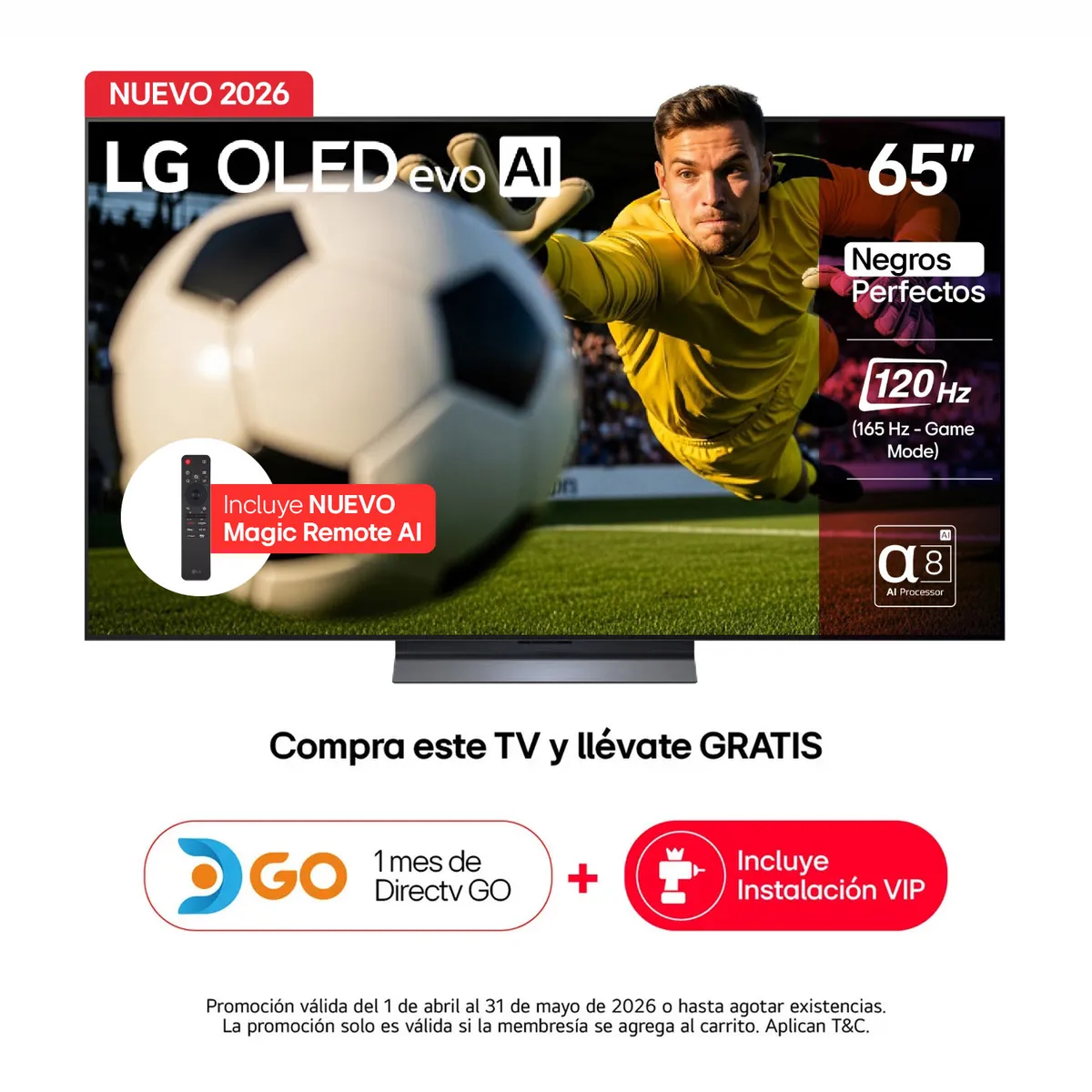 LG - Televisor LG 65 pulgadas |4K UHD OLED Evo|Dolby Vision |OLED65C6PSA|Incluye AI Magic Remote