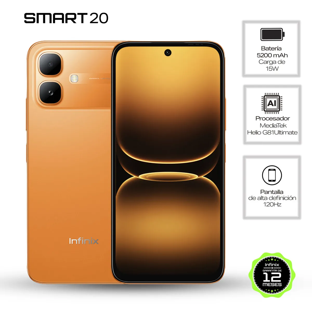 INFINIX - Celular Infinix Smart 20 128GB | 4GB RAM | cámara posterior 8MP|cámara frontal 8MP| pantalla 6,78 pulgadas + Mediatek Helio G81 Ultimate