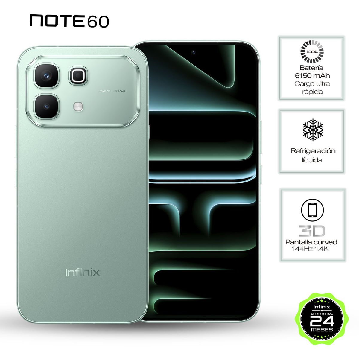 INFINIX - Celular Infinix Note 60 5G 256GB | 8GB RAM | cámara posterior 50MP|cámara frontal 13MP| pantalla 6,7 pulgadas + Mediatek Dimensity 7400