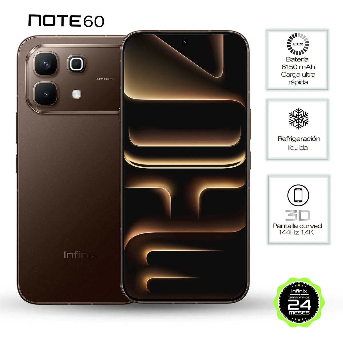 INFINIX - Celular Infinix Note 60 5G 256GB | 8GB RAM | cámara posterior 50MP|cámara frontal 13MP| pantalla 6,7 pulgadas + Mediatek Dimensity 7400