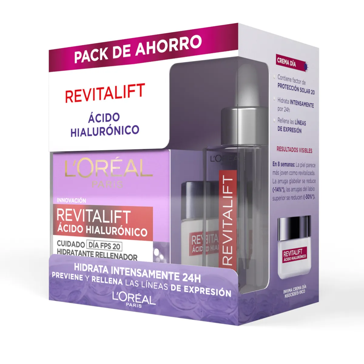 LOREAL DERMO EXPERTISE - Set De Maquillaje De Rostro Pack L'Oréal París Revitalift Ácido Hialurónico Serum 30Ml + Crema Día 50Ml Dermo Expertise Loreal