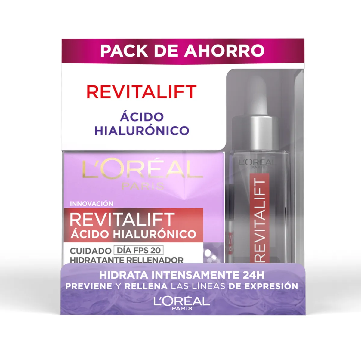 LOREAL DERMO EXPERTISE - Set De Maquillaje De Rostro Pack L'Oréal París Revitalift Ácido Hialurónico Serum 30Ml + Crema Día 50Ml Dermo Expertise Loreal