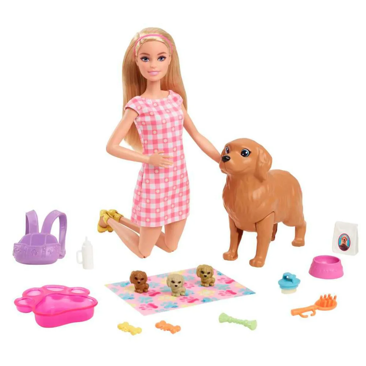 BARBIE - Barbie Set De Juego Cachorros Recién Nacidos, Incluye Perrita Embarazada, 3 Cachorros Sorpresa Y Accesorios De Cuidado, Para Niñas De 3 Años En Adelante