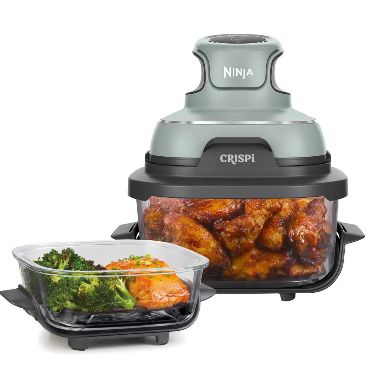 NINJA - Horno freidor Ninja Crispi con Sistema de cocción portátil de vidrio 4 en 1 | 3.8 Litros | 1500 W | FN101GY