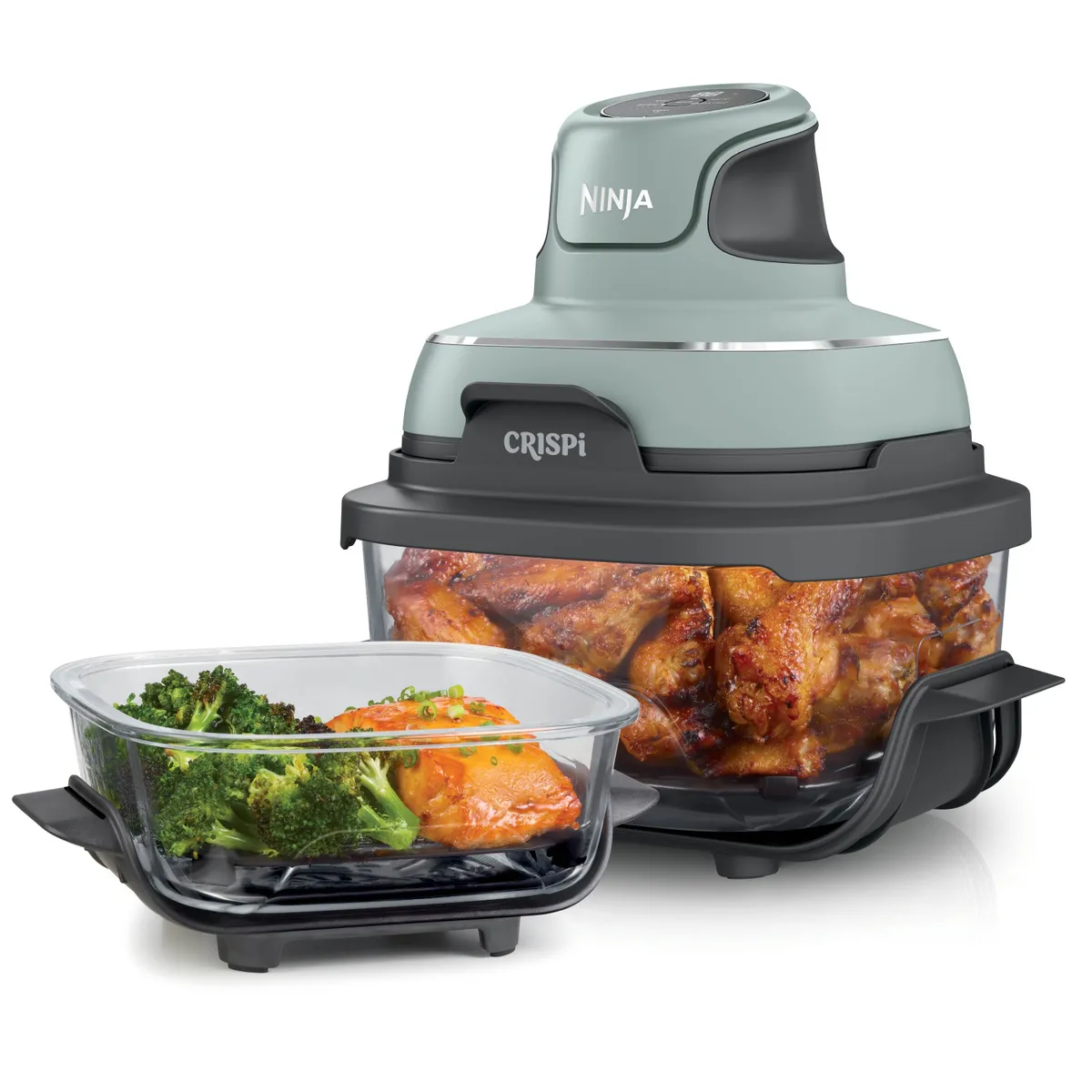 NINJA - Horno freidor Ninja Crispi con Sistema de cocción portátil de vidrio 4 en 1 | 3.8 Litros | 1500 W | FN101GY