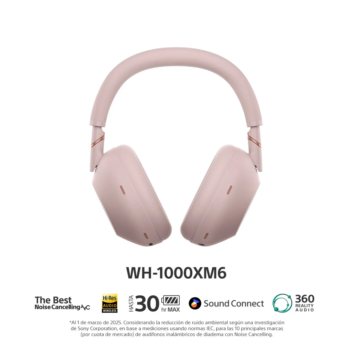 SONY - Audífonos inalámbricos con noise cancelling WH-1000XM6 Rosa