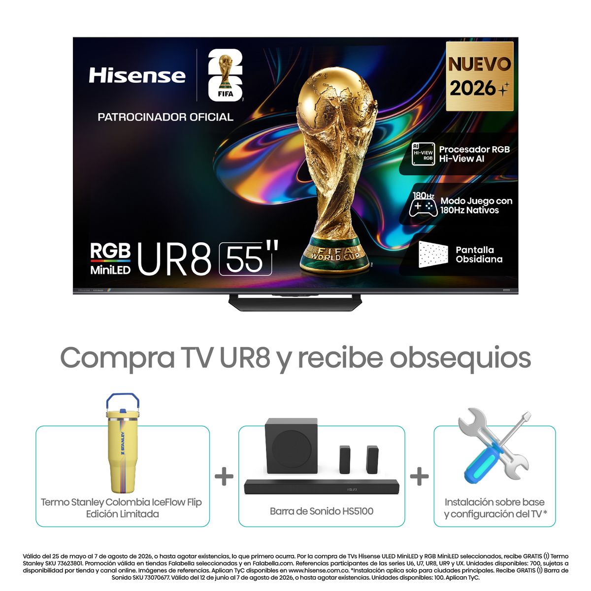 HISENSE - Televisor Hisense | 55 Pulgadas | RGB MiniLED 180 Hz | UR8SG