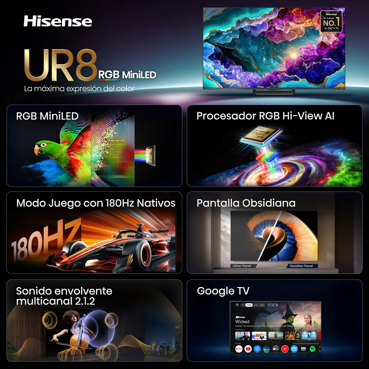 HISENSE - Televisor Hisense | 85 Pulgadas | RGB MiniLED 180 Hz | UR8SG