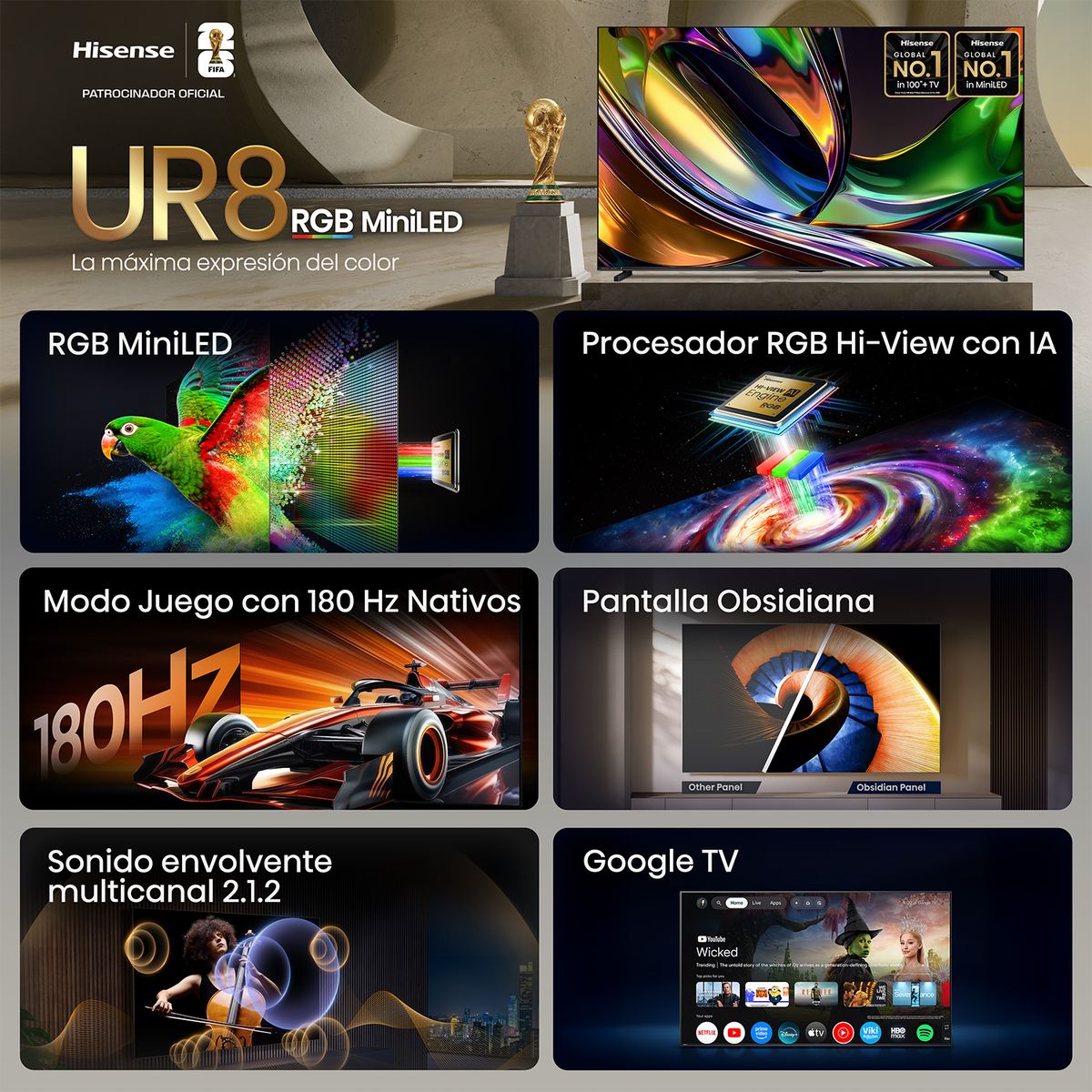 HISENSE - Televisor Hisense | 100 Pulgadas | RGB MiniLED 180 Hz | UR8SG