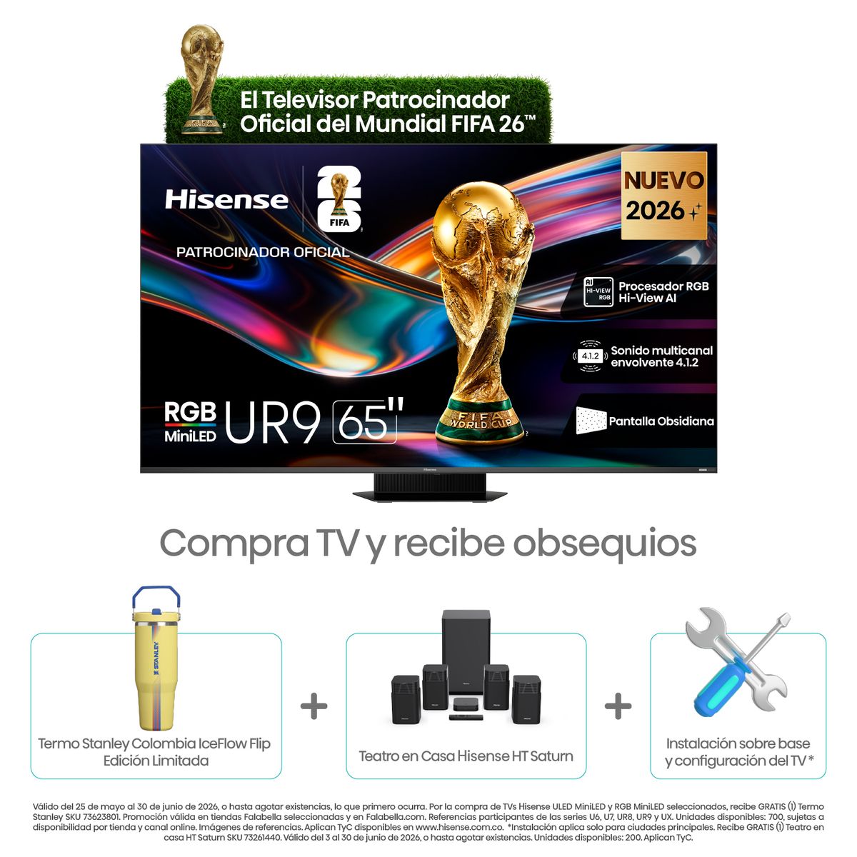 HISENSE - Televisor Hisense | 65 Pulgadas | RGB MiniLED 180 Hz Google TV| UR9SG