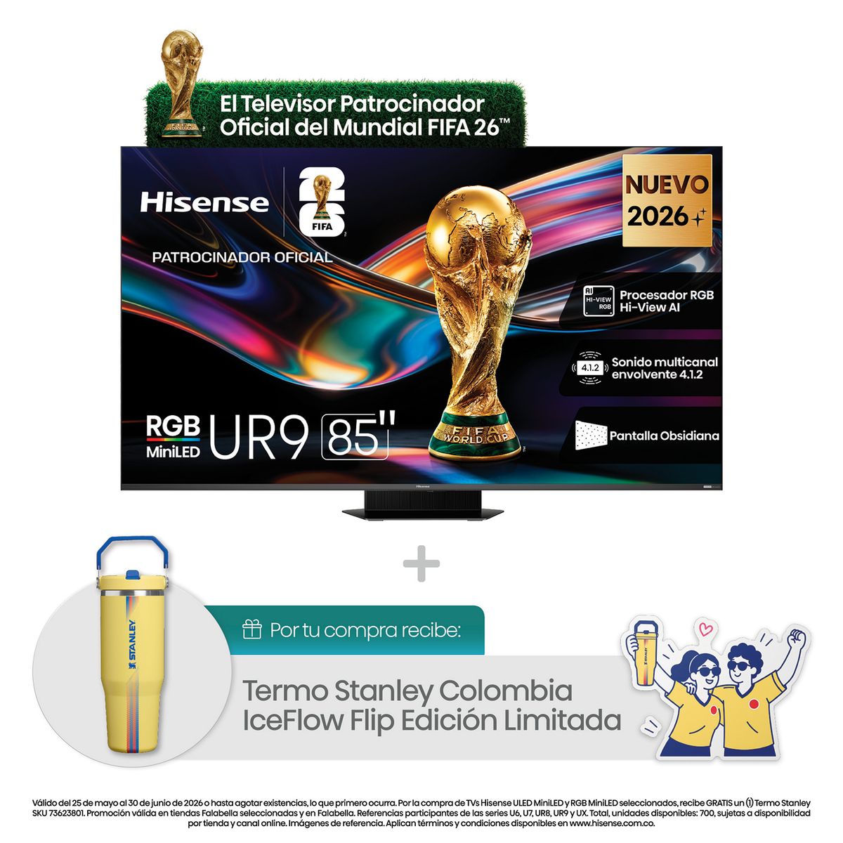 HISENSE - Televisor Hisense | 85 Pulgadas | RGB MiniLED 180 Hz Google TV| UR9SG