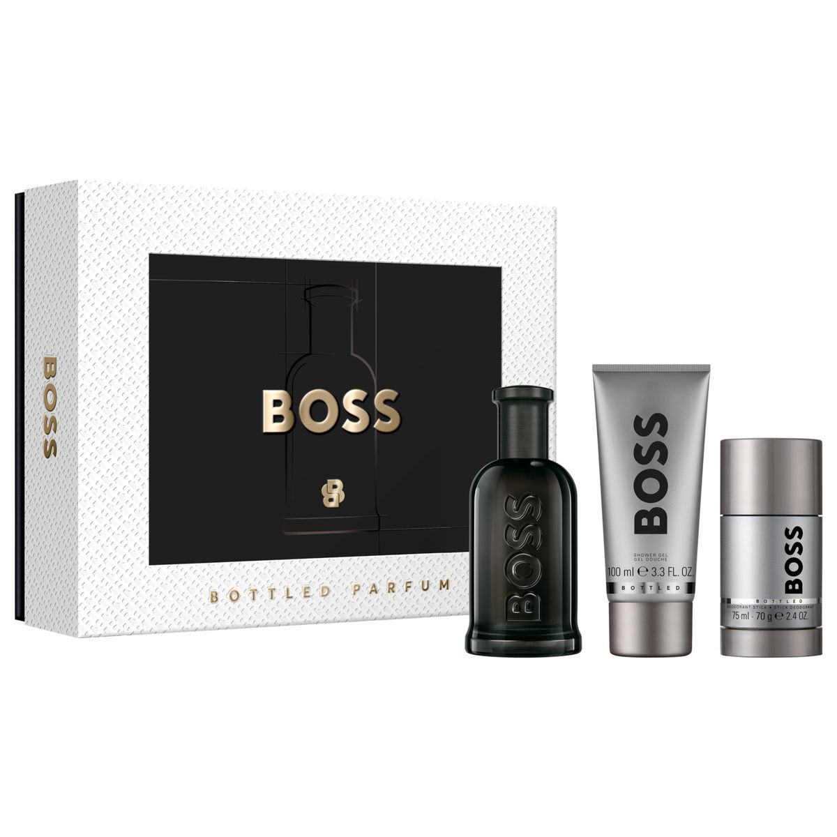 HUGO BOSS - Set de Perfumería Boss Bottled Parfum 100 ml + Shower Gel 100 ml + Bottled Stick Deodorant 75 ml Eau de parfum