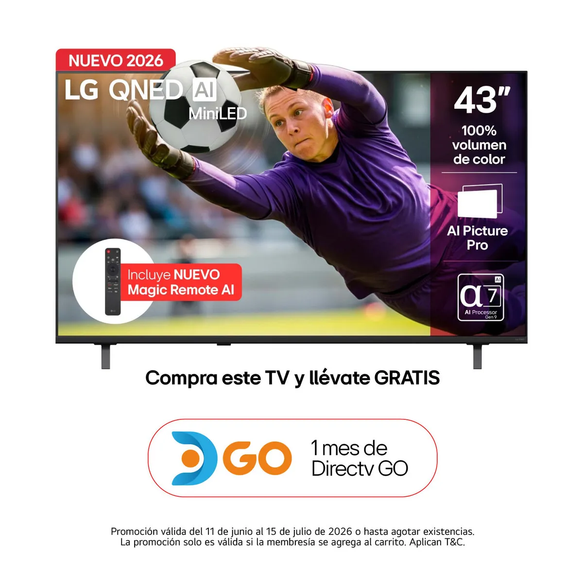 LG - Televisor LG 43 pulgadas|4K UHD QNED MiniLed|43QNED70BSA|Incluye AI Magic Remote