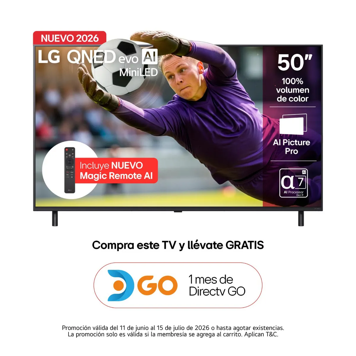 LG - Televisor LG 50 pulgadas|4K UHD QNED MiniLed|50QNED70BSA|Incluye AI Magic Remote