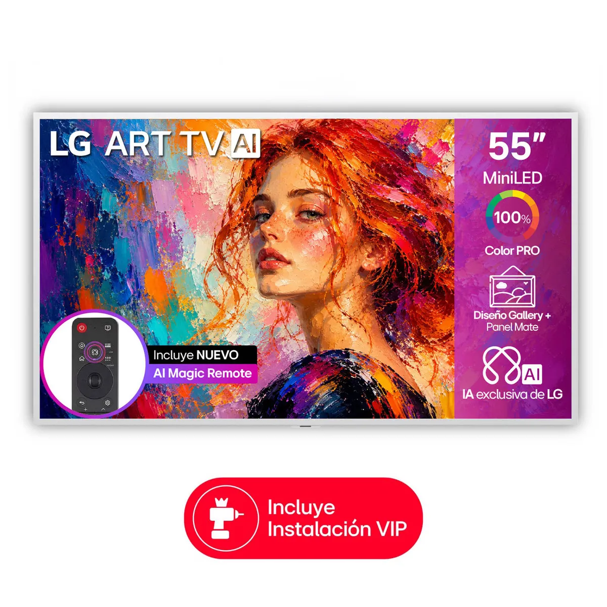 LG - Televisor LG 55 pulgadas |4K UHD QNED Mini LED ART Gallery |55LX7BPSA |Incluye Marco tipo cuadro